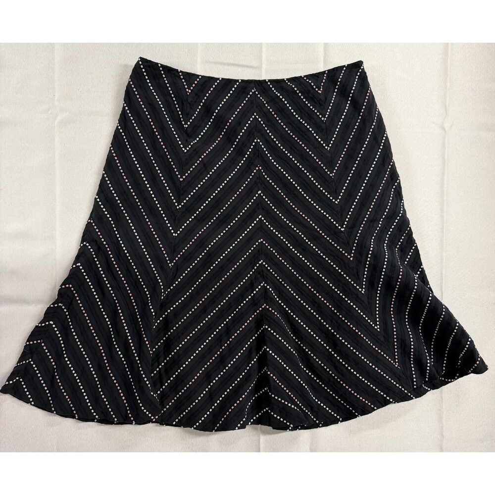 Tribal Black A-line Flare Skirt Chevron Zig Zag Sz 10 Corporate Capsule Cotton